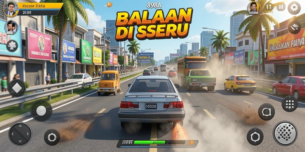 Tampilan gameplay balapan yang mendebarkan di 898A.