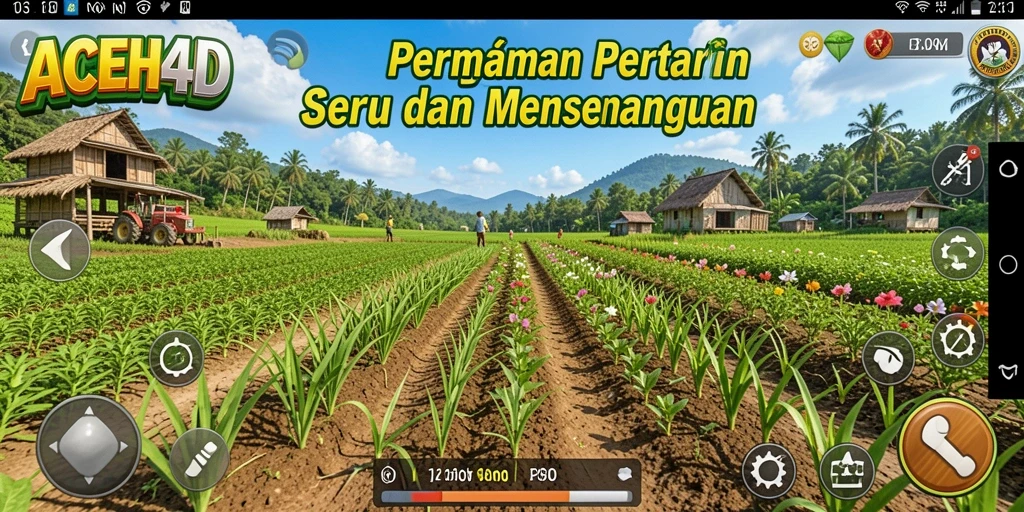 Screenshot gameplay ACEH4D menampilkan ladang hijau yang subur.