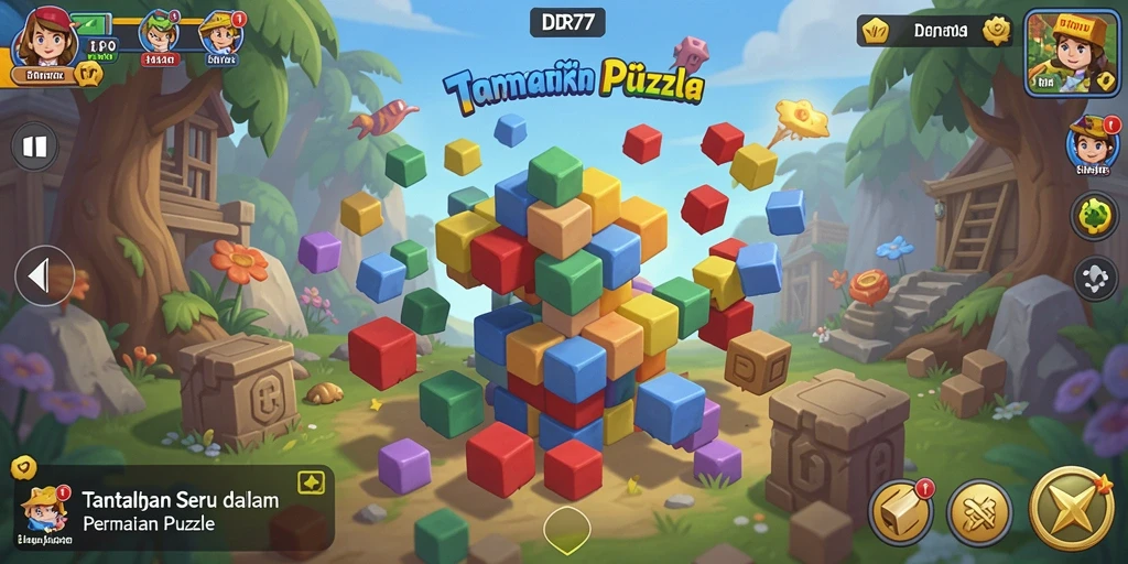 Tampilan gameplay IDR77 yang menenangkan dan penuh warna.