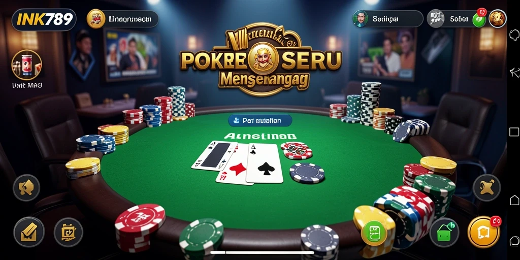 Tampilan gameplay Poker yang mendebarkan dan interaktif di INK789.