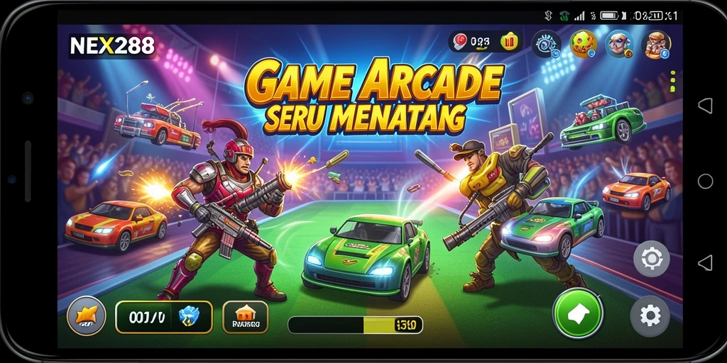 Tangkapan layar NEX288 menunjukkan aksi gameplay arcade yang mendebarkan.