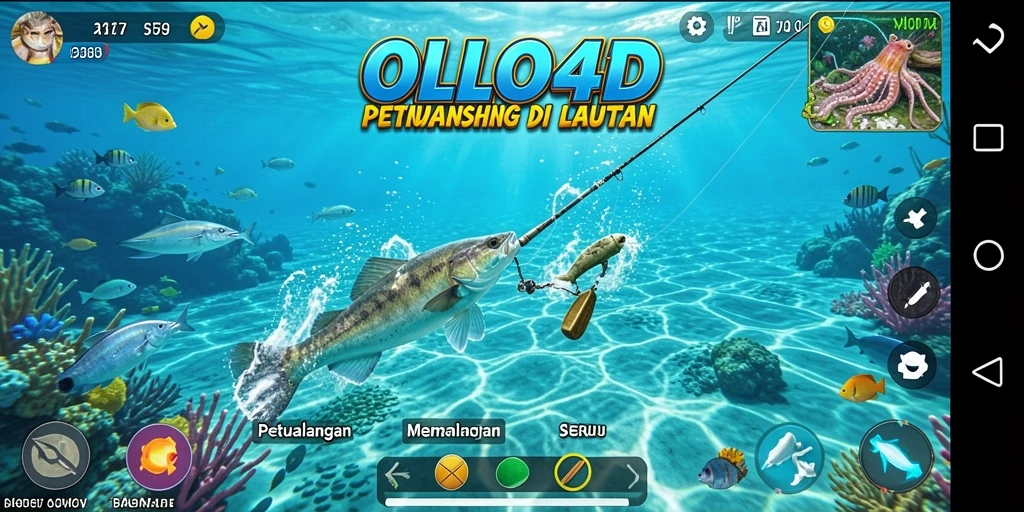 Screenshot OLLO4D menampilkan pengalaman memancing yang mendebarkan.