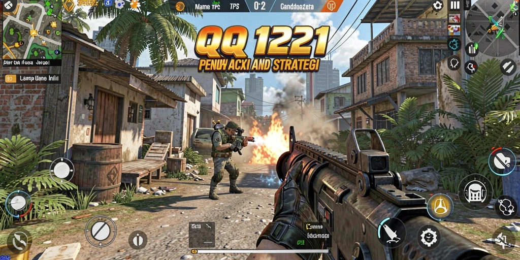 Tampilan gameplay QQ1221 yang intens dalam pertarungan TPS.