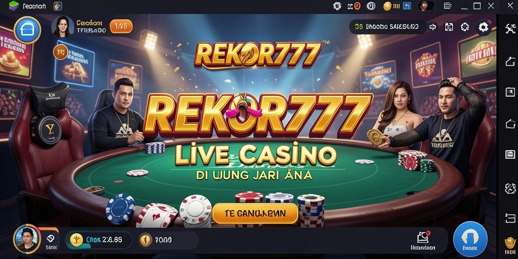 Screenshot gameplay REKOR777 dengan dealer yang ramah dan permainan seru.