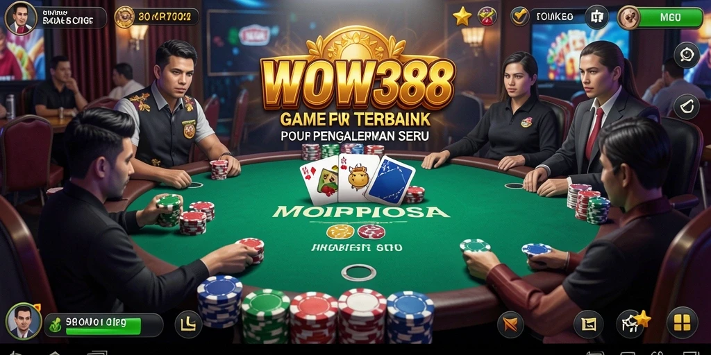 Screenshot WOW388 menampilkan aksi seru dalam permainan Poker.
